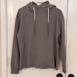 Peace Love World Sweatshirt Hoodie Mock Neck Size XS Gray Raw Edge Dip Dye Cords